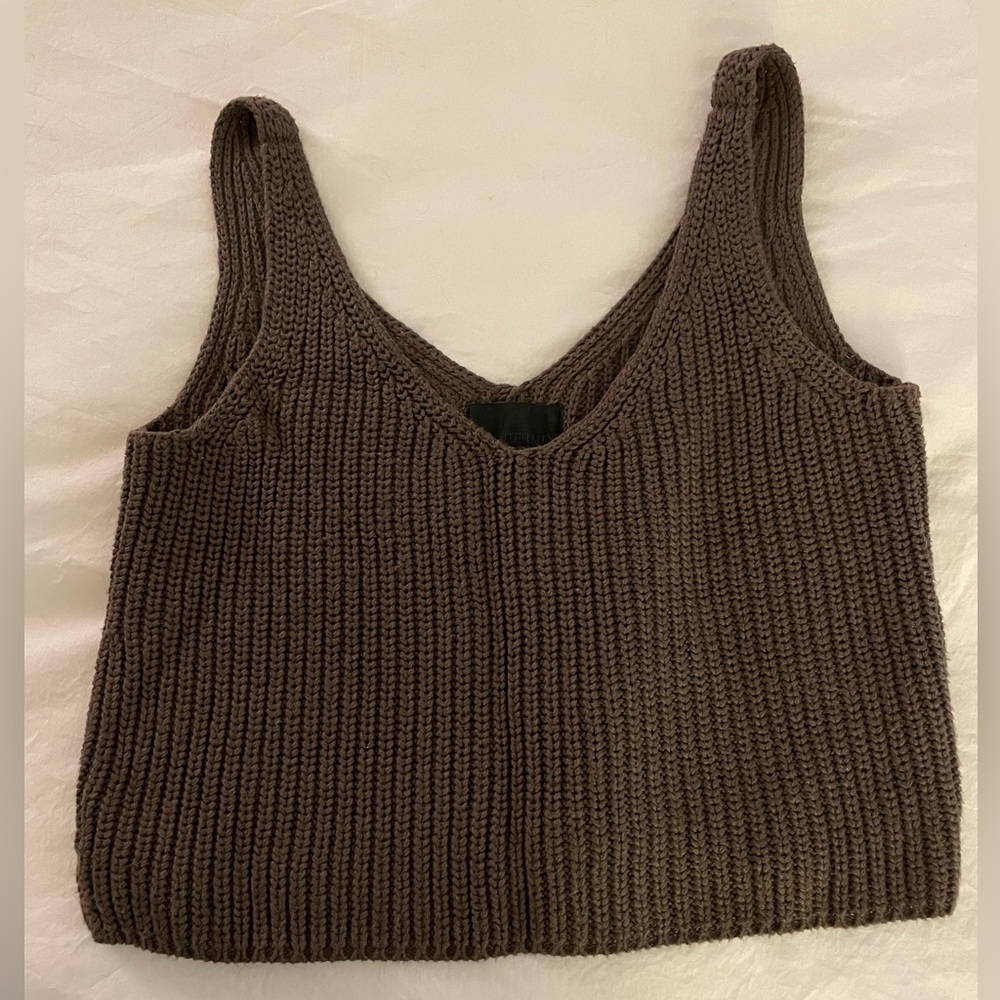 Intermix brown cropped sweater tank